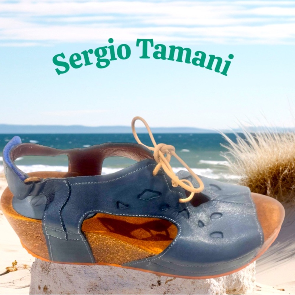 Sergio Tamani Colombia leather Patricia wedges women’s shoes size 37 7.5 8